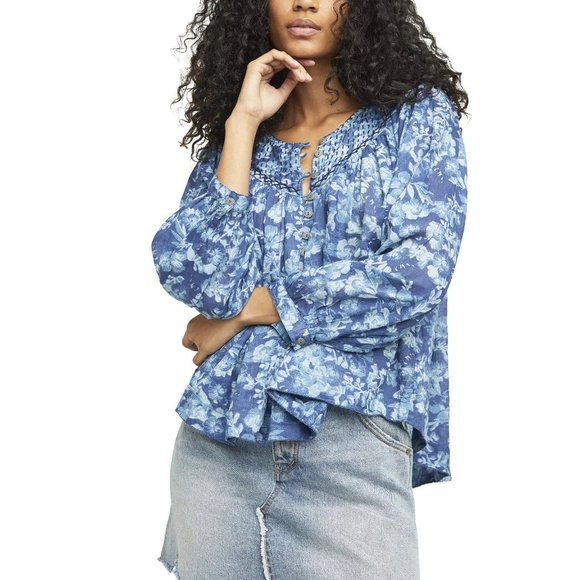 Free People Tops - NWT Free People Cool Meadow Printed Top Denim S